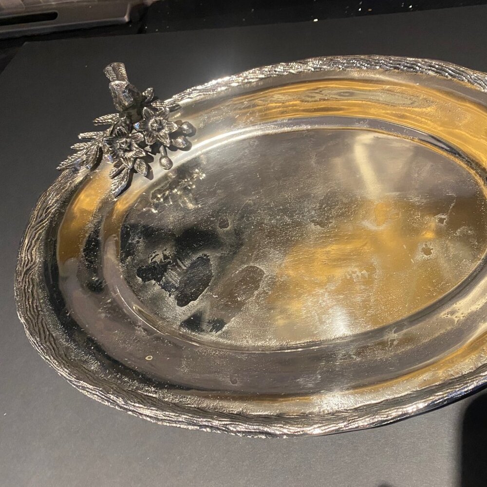 Biltmore Oval bird silver tray 17" x 13"
